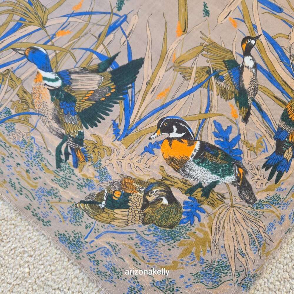 Large Square Scarf With Ducks Waterfowl Game Birds - Picture 7 of 16